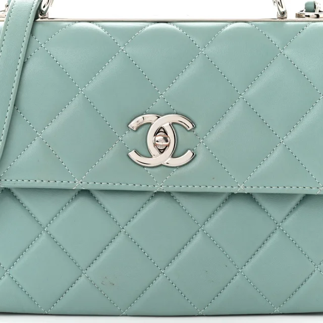 Chanel Quilted Small Trendy CC Flap Dual Handle Bag Light Blue in Blue Lambskin from FASHIONPHILE, photo 8 of 15