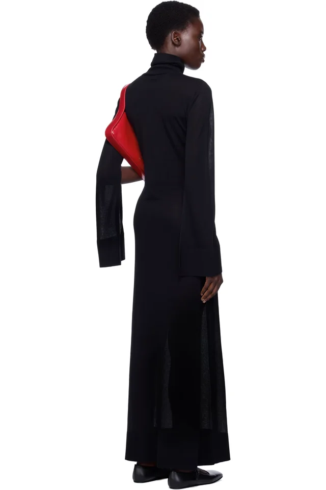 TOTEME Black Slit Sleeve Knit Maxi Dress, photo 3 of 4 from SSENSE