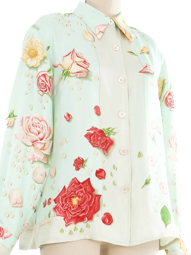 Hermès La Rosee Silk Top in Silk from Arcade Vintage, photo 2 of 2