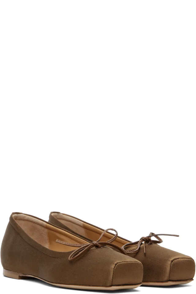 Aeyde Brown Gabriella Satin Ballerina Flats, photo 4 of 5 from SSENSE