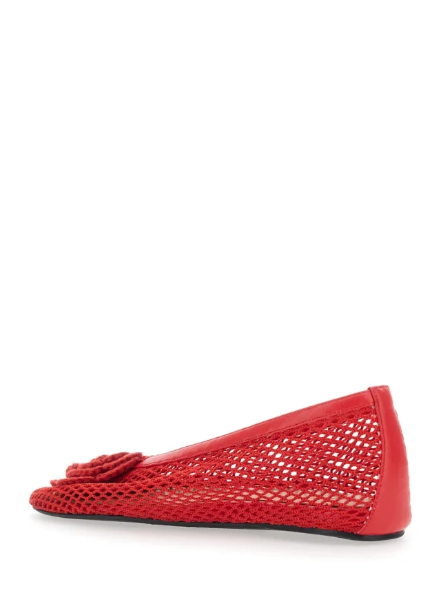 GANNI 'Jenny' red Ballet shoes with Mesh design in Fabric for Women in Red, photo 5 of 8 from Gaudenzi Boutique