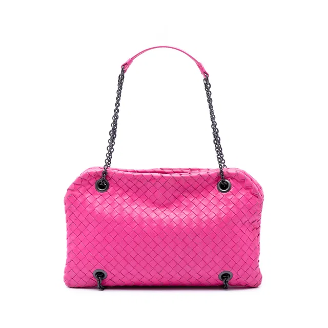 Pink Bottega Veneta Nappa Intrecciato Duo Shoulder Bag in Pink Nappa leather from Designer Revival