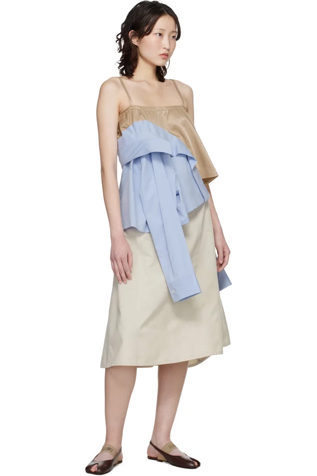 Maison MIHARA YASUHIRO Beige & Blue Shirts Combined Camisole, photo 4 of 4 from SSENSE