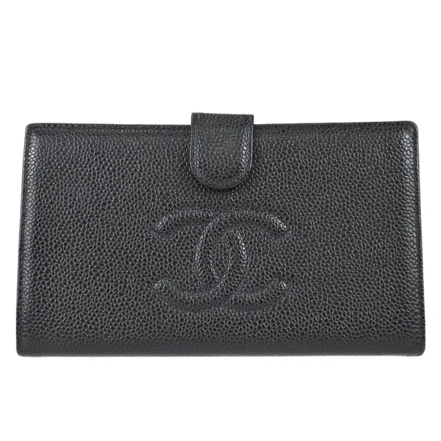 Chanel 2001-2003 Timeless Long Wallet Black Caviar in Black Caviar leather from AMORE Vintage Tokyo