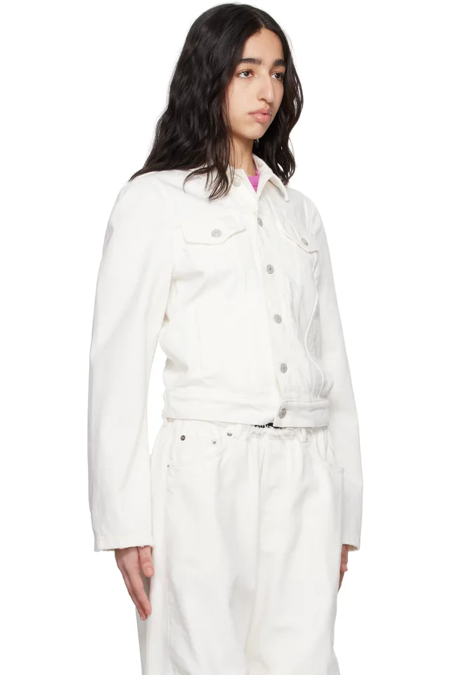 ALAINPAUL White Molded Shoulder Denim Jacket, photo 2 of 4 from SSENSE