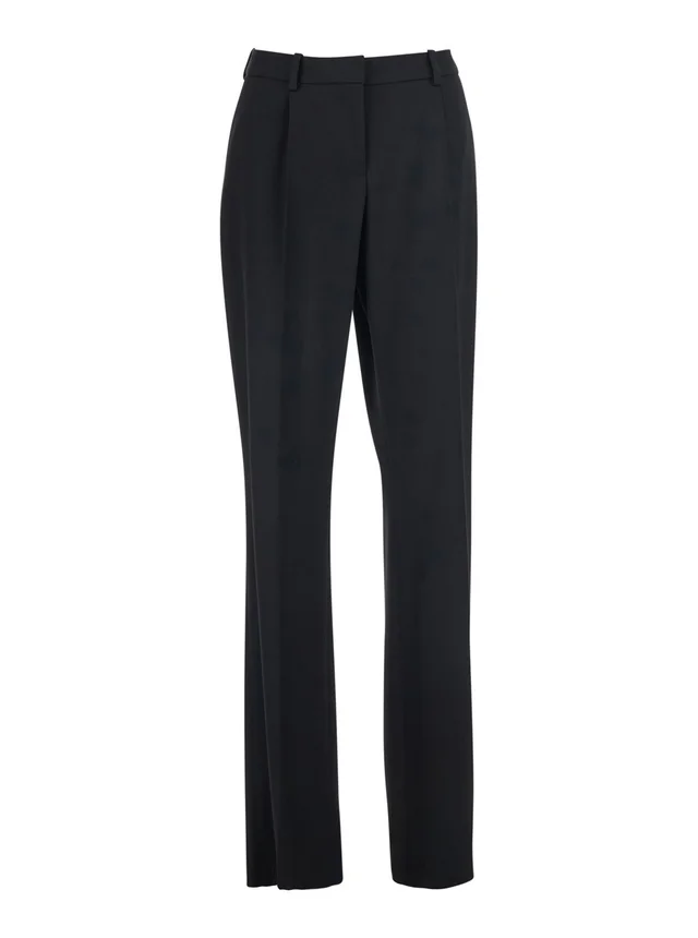 BALENCIAGA Black Straight-leg pants with Front Pleats in Wool for Women in Black 98% Wool 2% Elastane, photo 2 of 6 from Gaudenzi Boutique