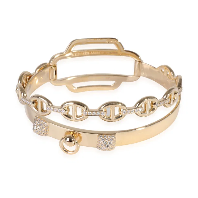Hermès Double Tour Collier De Chien Diamond Bracelet in 18k Yellow Gold 0.79 Ctw in Yellow from myGemma