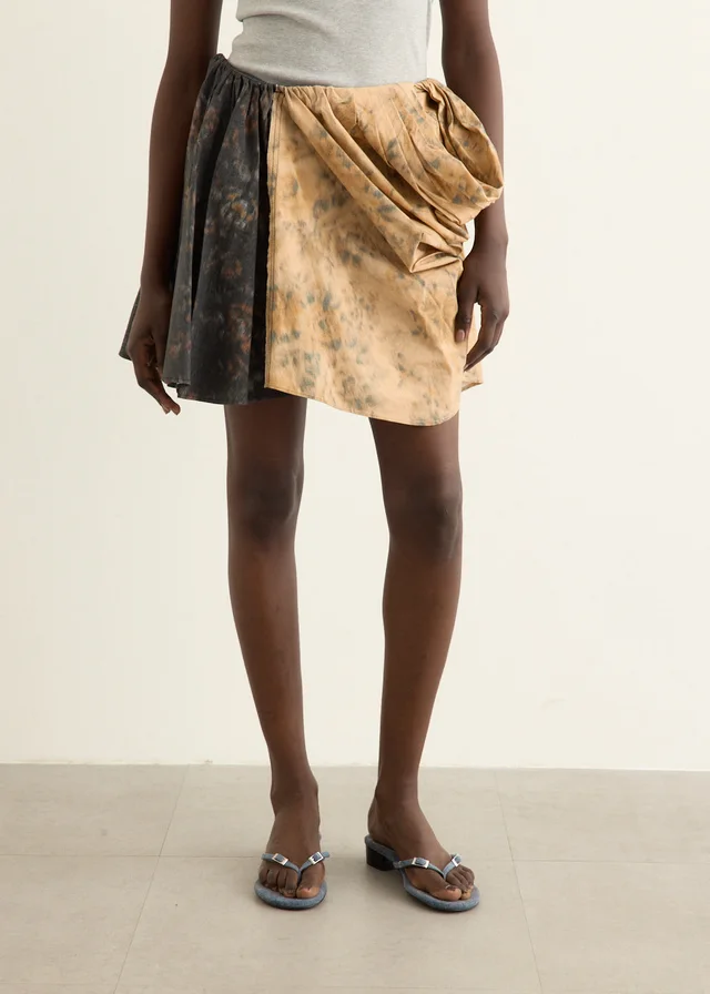 Ganni Printed Stretch Cotton Draped Mini Skirt in Multicolor from Incu, photo 1 of 1