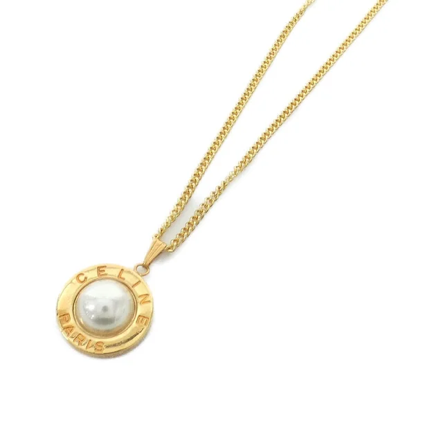 [vintage] CELINE Necklace in WHITE / GOLD metal fittings 長さ: 44.5cm トップ 横x縦: 2.3cmx2.5cm from KOMEHYO