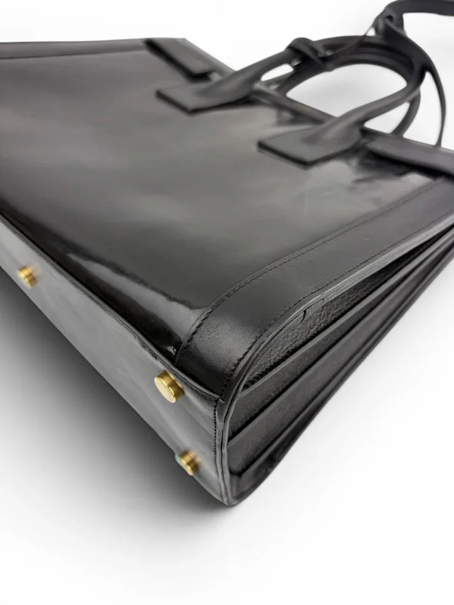 Saint Laurent Small Black Leather & Patent Sac de Jour in Black Patent leather from Season 2 Consign, photo 9 of 10
