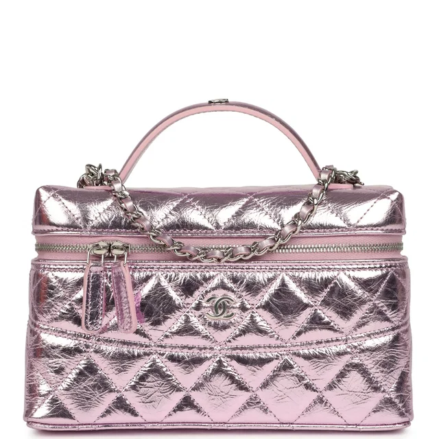 Chanel Trendy Top Handle Long Vanity Case in Pink Calfskin from Madison Avenue Couture