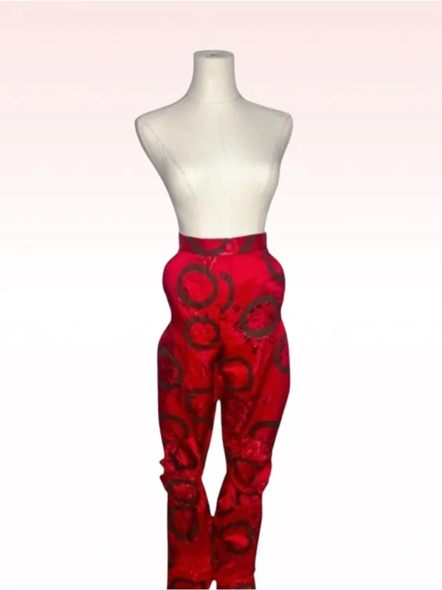 Vivienne Westwood Pheonix Pants Red Abstract Print Rutched Trousers in red from Poshmark