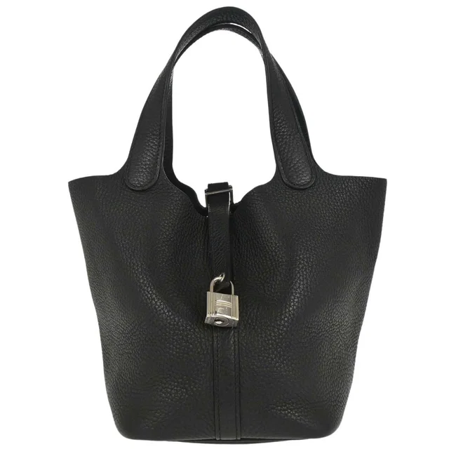 Hermès Black Taurillon Clemence Picotin Lock 18 PM Handbag in Black Clemence leather from AMORE Vintage Tokyo