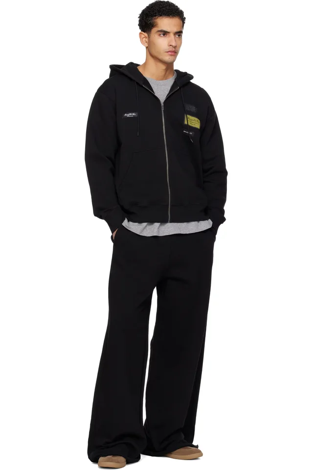 MM6 Maison Margiela Black Embroidered Logo Sweatpants, photo 4 of 4 from SSENSE