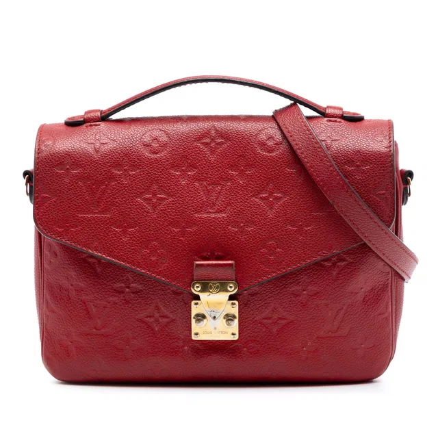 Red Louis Vuitton Monogram Empreinte Pochette Metis Satchel in Red Leather from Designer Revival