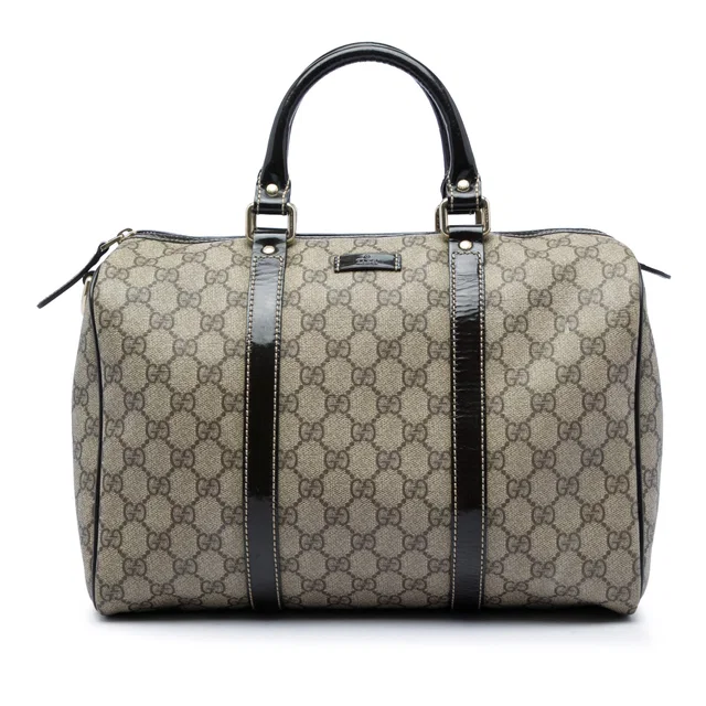 Beige Gucci Medium GG Supreme Joy Boston Bag in Beige Coated canvas from Designer Revival