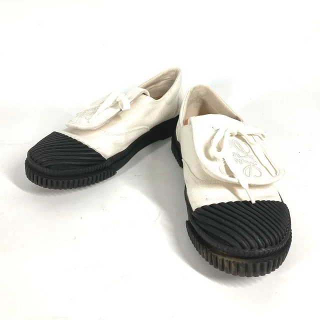 Loewe L815282X20 Anagram Two-Tone Canvas/Rubber Sneakers in White in Black/White Canvas from Elady