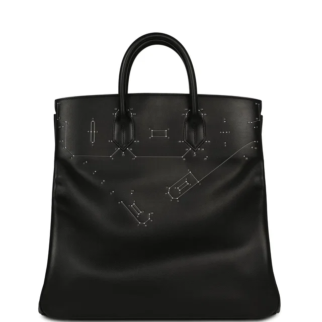 Hermès Birkin HAC a Relier 40 Black Evergrain Palladium Hardware in Black Goatskin from Madison Avenue Couture