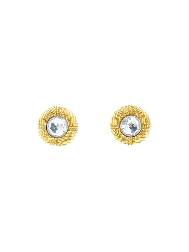 Chanel Basketweave Crystal Earrings from Arcade Vintage