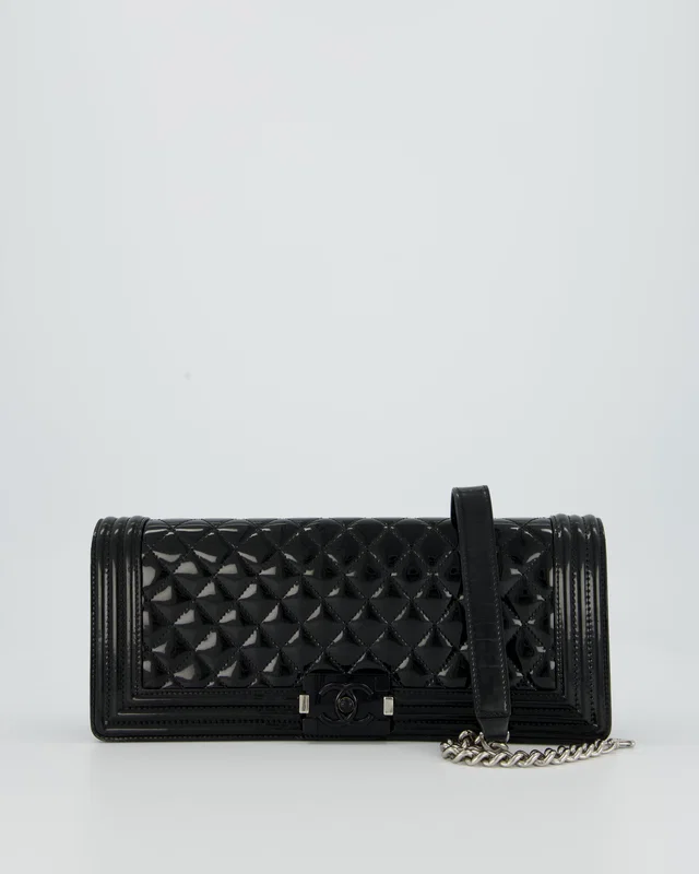 Chanel Black East West Boy Bag in Black Patent leather from Sellier