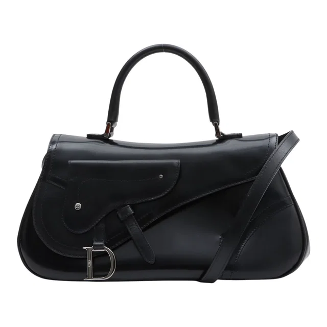 Dior Patent Saddle 2-Way Bag, Black in Black Patent leather from VINTAGE QOO TOKYO
