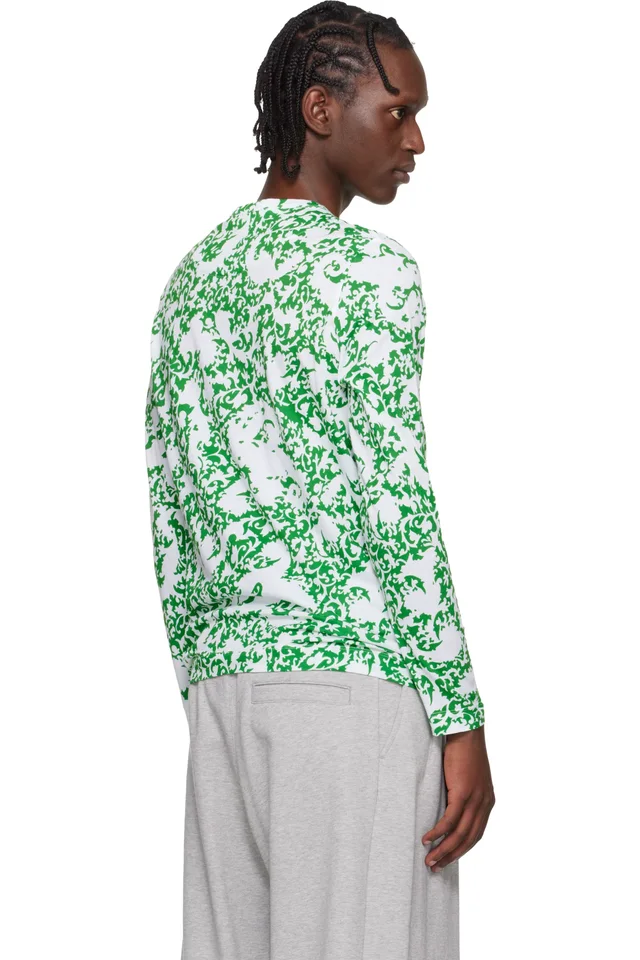 Dries Van Noten Green & White Floral T-shirt, photo 3 of 4 from SSENSE