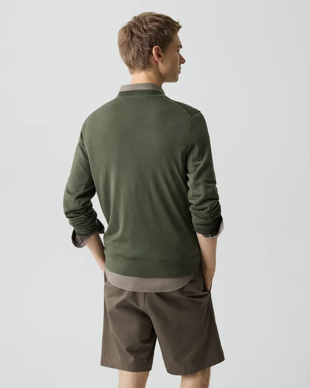 Theory Crewneck Sweater in Regal Wool in LIGHT IVY 100% Wool; Exclusive Of Elastic, photo 10 of 12 from Theory