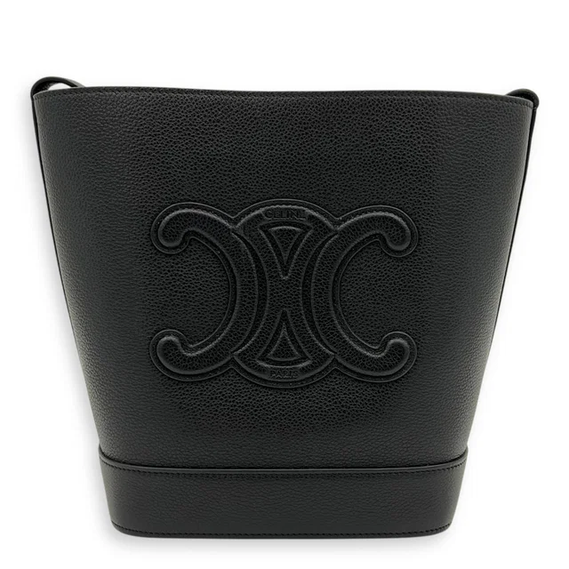 Celine Triomphe Bucket Bag Black in Black Calfskin from Luxury Promise