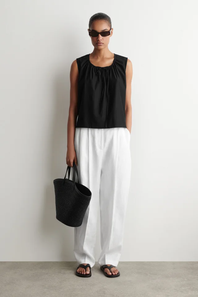 COS GATHERED-NECK JERSEY TANK TOP in Black, photo 7 of 7 from COS (Canada)