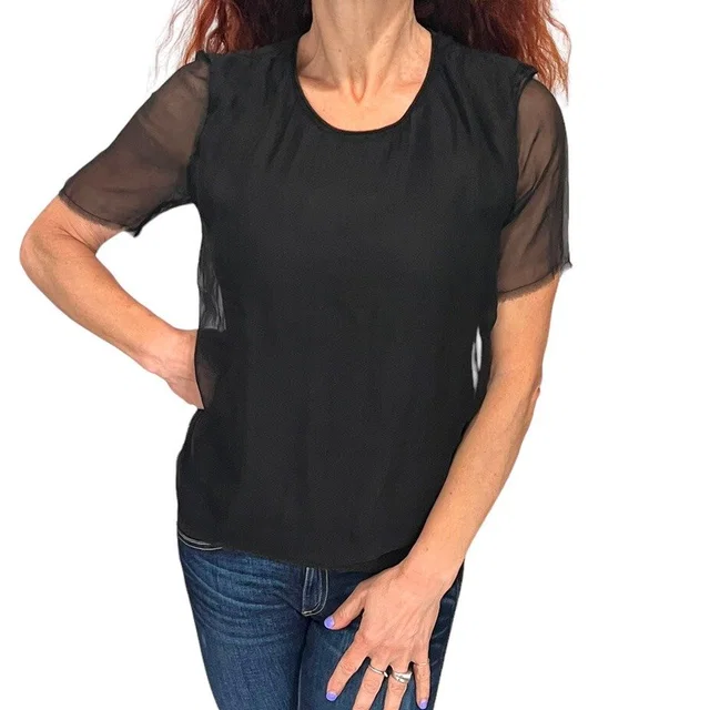 Lanvin River 2009 Brown Wool Silk Double Layer Short Sleeve Sweater Jumper M in brown|red Silk from Poshmark