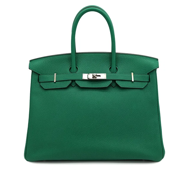 Hermès Birkin 35 Verso Vert Vertigo Vert Fonce Taurillon Clemence Hand Bag 2017 A Stamp Palladium… in Green Clemence leather from Luxury Promise