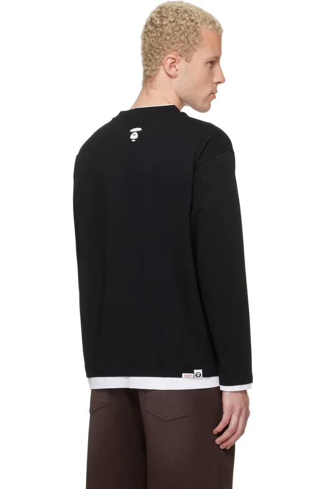 AAPE by A Bathing Ape Black 'A' Long Sleeve T-shirt, photo 3 of 4 from SSENSE