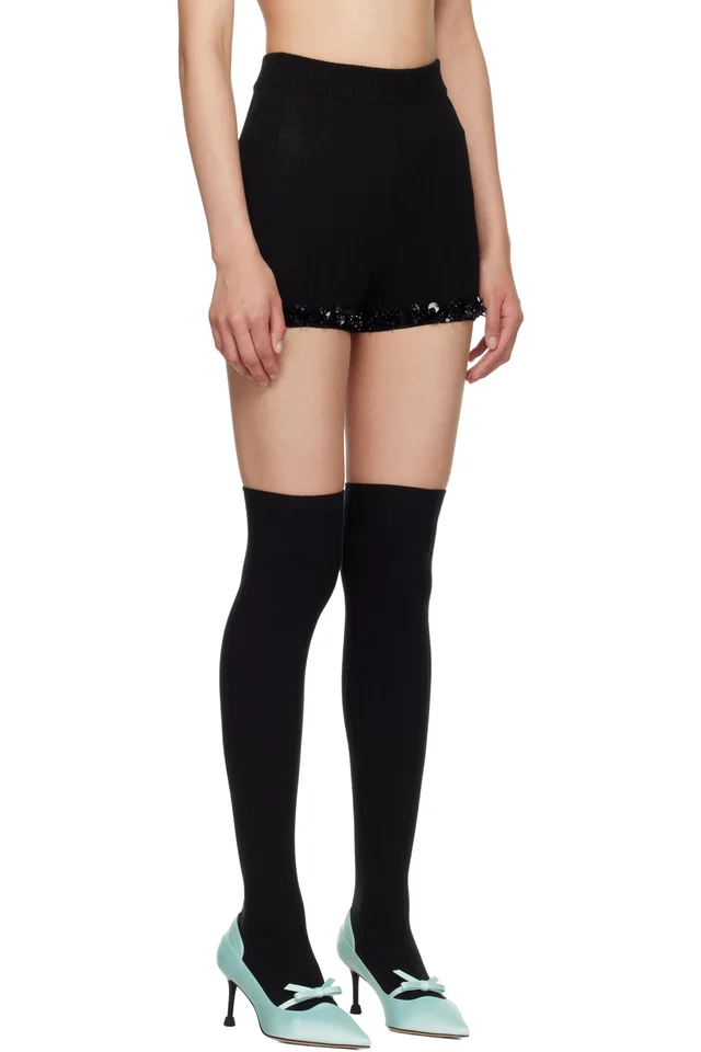SHUSHU/TONG Black Knitted Shorts, photo 2 of 4 from SSENSE