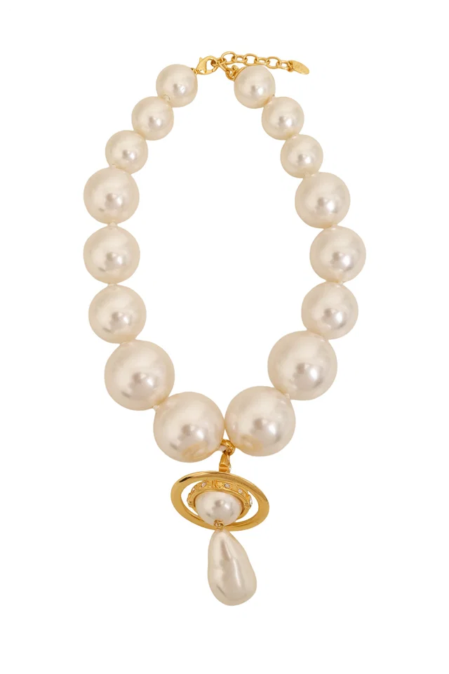 Vivienne Westwood Large Pearl Drop Saturn Choker from Recess LA