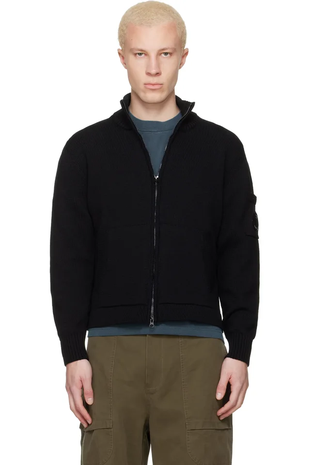 C.P. Company Black Compact Cotton Zipped Cardigan Sweater from SSENSE, photo 1 of 1