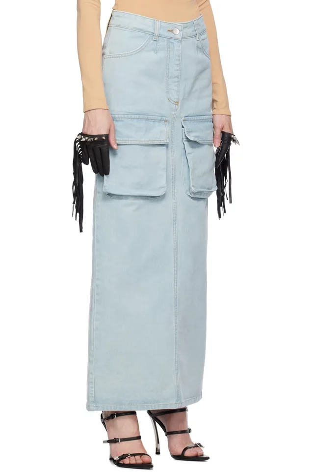 Lado Bokuchava Blue Cargo Denim Maxi Skirt, photo 2 of 4 from SSENSE