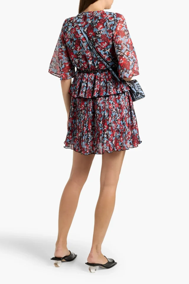 Ganni Pleated printed crepe de chine mini dress, photo 3 of 4 from THE OUTNET