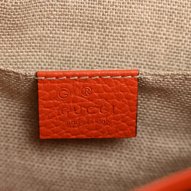 Gucci Monogram Dollar Calfskin Mini Bree Messenger Bag Beige Ebony Sun Orange in Beige Calfskin from FASHIONPHILE, photo 6 of 13