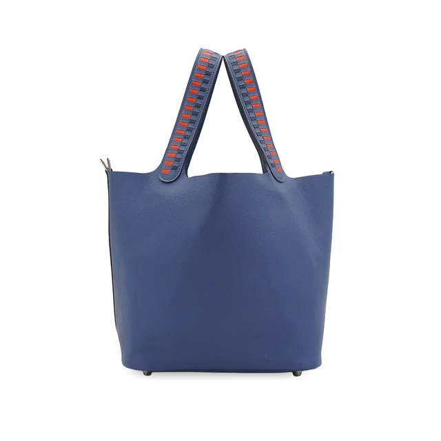 Hermès Picotin Lock MM Tressage De Cuir Bleu Brighton Capucine Bleu Saphir Veau Epsom 2018 C Stamp in Blue Epsom leather from Luxury Promise