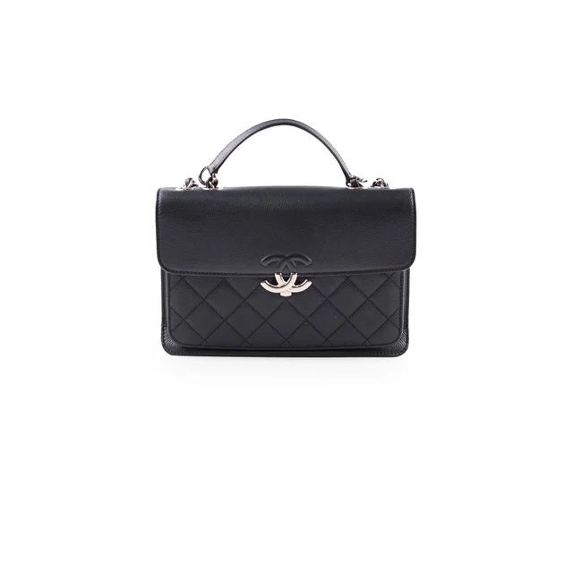 Chanel Small CC Box Flap Black Caviar in Black Caviar leather from The Purse Affair
