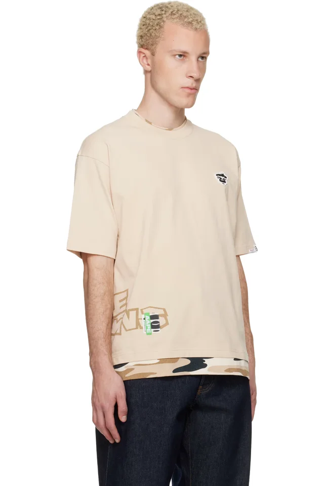 AAPE by A Bathing Ape Beige 'AAPEUNVS' Graphic T-shirt, photo 2 of 4 from SSENSE