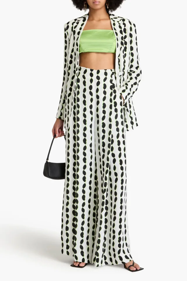 Diane von Furstenberg Jed printed crepe wide-leg pants in White, photo 2 of 4 from THE OUTNET
