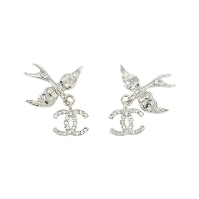 Chanel Earrings Silver Crystal in Silver from The Reluxe