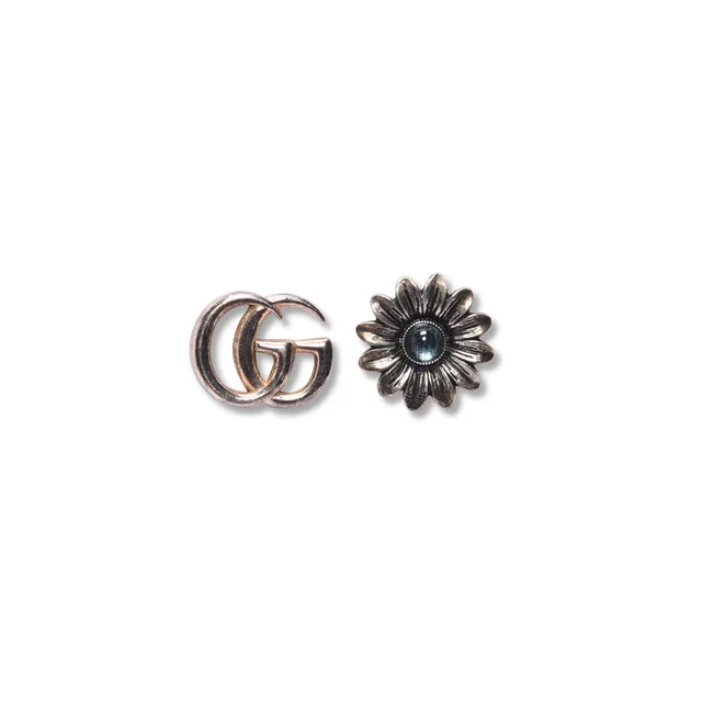 Gucci Sterling Silver GG Marmont & Flower Stud Earrings in Silver from Blue Spinach