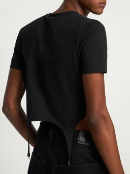 Dion Lee Cropped T-shirt with crew neckline in 100% Cotton, photo 3 of 5 from LUISAVIAROMA