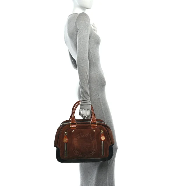 Louis Vuitton Stamped Alligator Embossed Havane Bowler PM Brun in Suede from FASHIONPHILE, photo 2 of 9