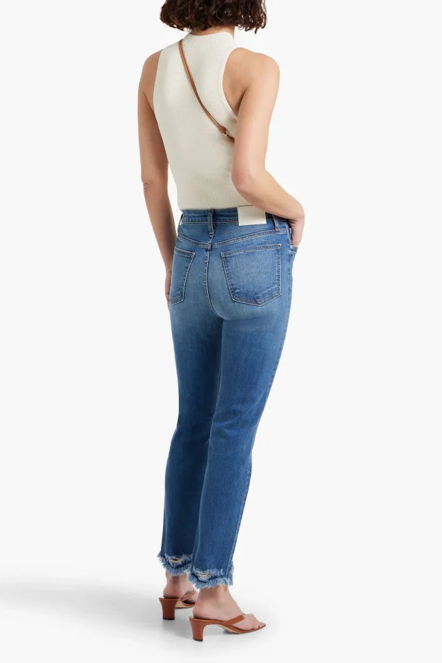 Simkhai River High-Rise Distressed Straight-Leg Jeans in Mid denim, photo 3 of 4 from THE OUTNET
