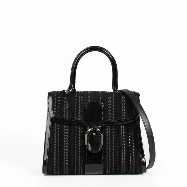 Delvaux Black Toile De Cuir/Vernis Brillant MM in Black Leather from Labellov