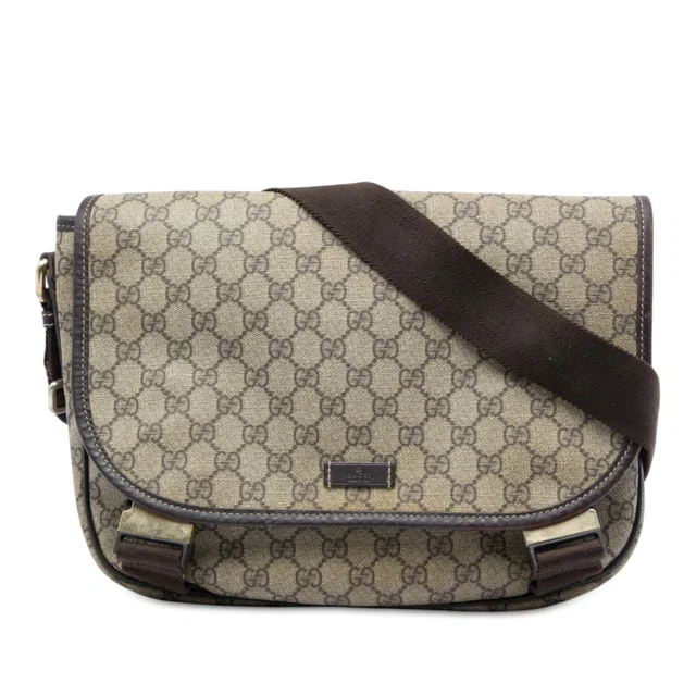 Beige Gucci GG Supreme Crossbody in Beige Coated canvas from Designer Revival