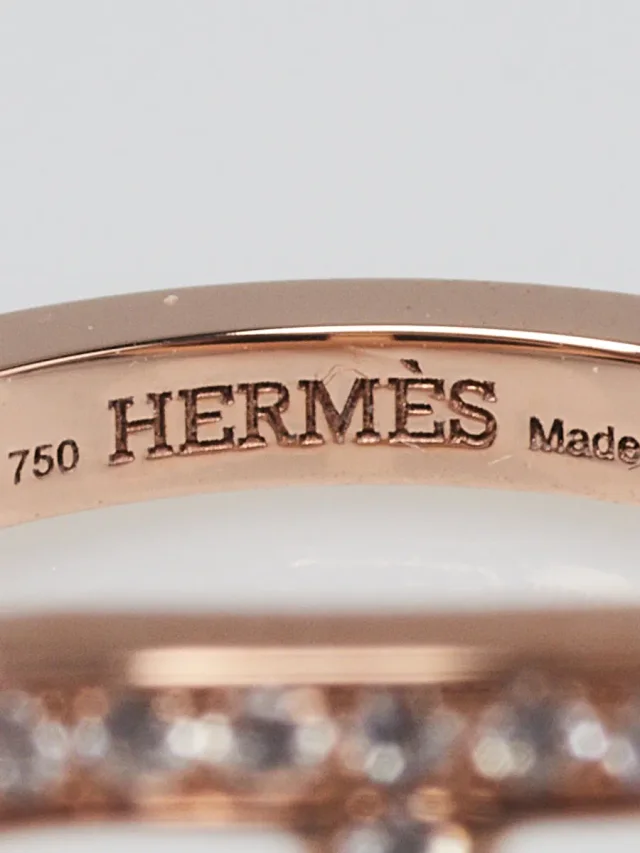 Hermès 18k Rose Gold and Diamond Chaine d'Ancre Contour Medium Model Ring Size 5/49 in Pink from Yoogis, photo 8 of 8
